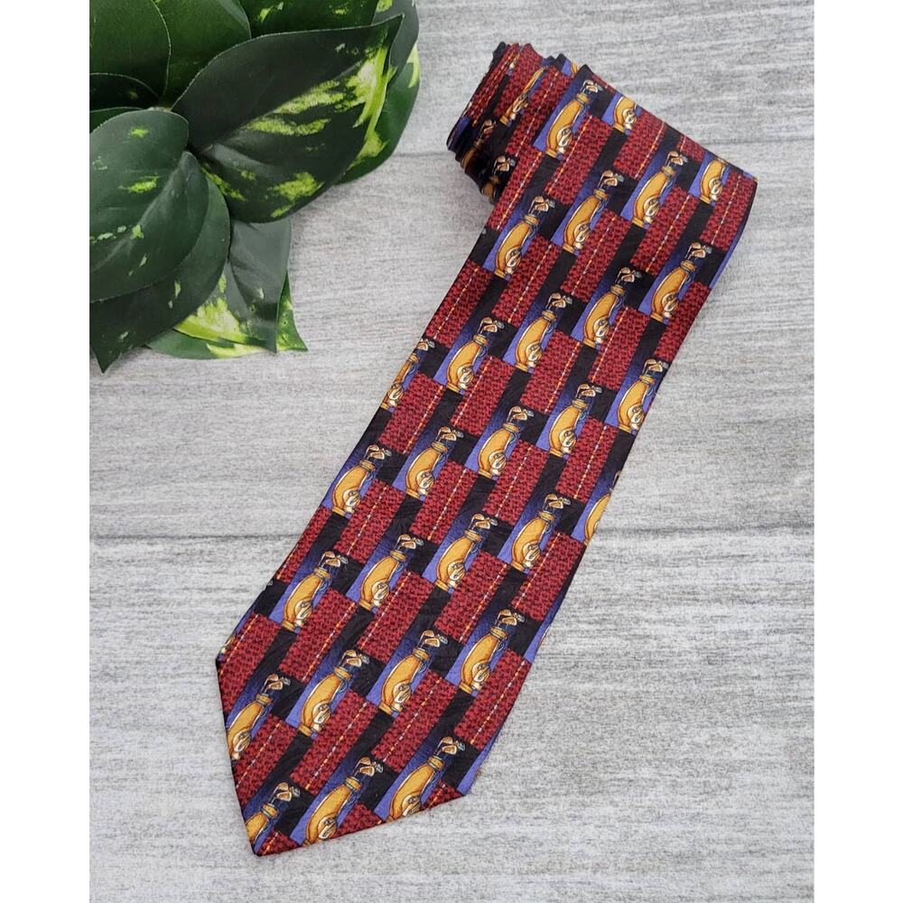 Ermenegildo Zegna Multicolor Golf Print Men's Silk Necktie